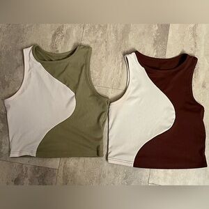 Colorblock Sleeveless Crop Tops